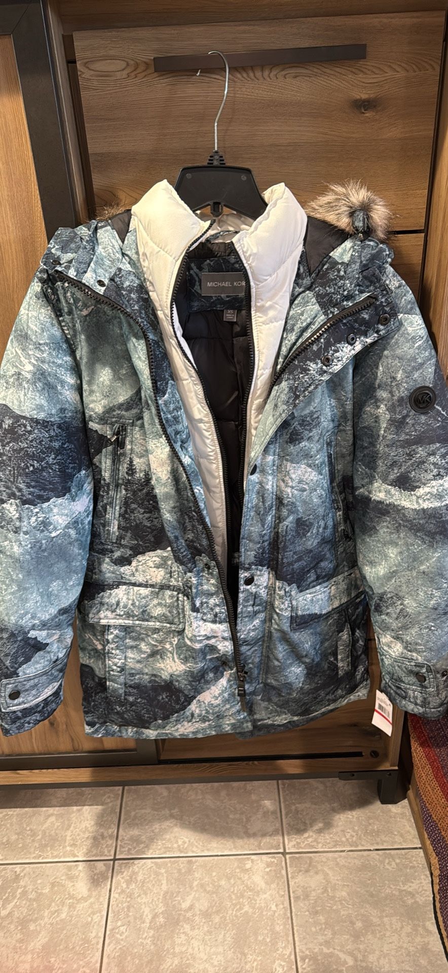 Michael Kors XS Men Hooded BIB Parka Snorkel Mountain Print