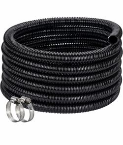 Pond Hose ID 2” × 50ft Black Corrugated Flexible Reinforced PVC Hose Vinyl Tubing for Pond Pump Fountain Garden Waterfall, Non-toxic & Kinkproof, with
