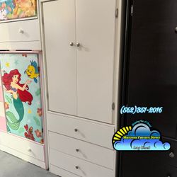 White Tall Wardrobe Closet Ropero Armoire Dresser 