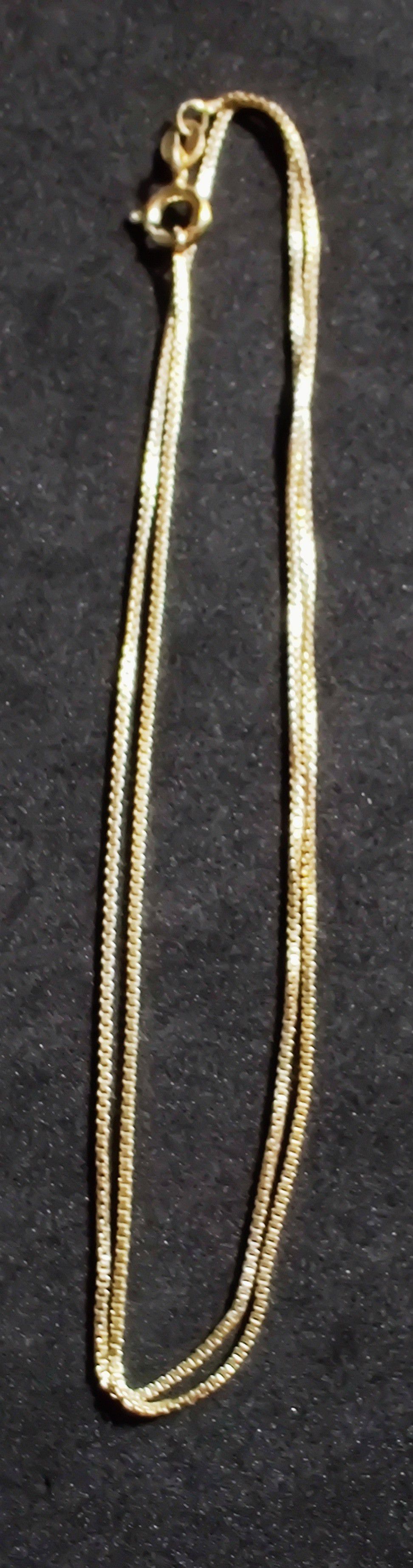 Gold plated sterling silver box chain Necklace 18" stamped PC 925