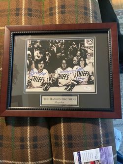 Autographed picture of the Hanson Brothers with JSA COA