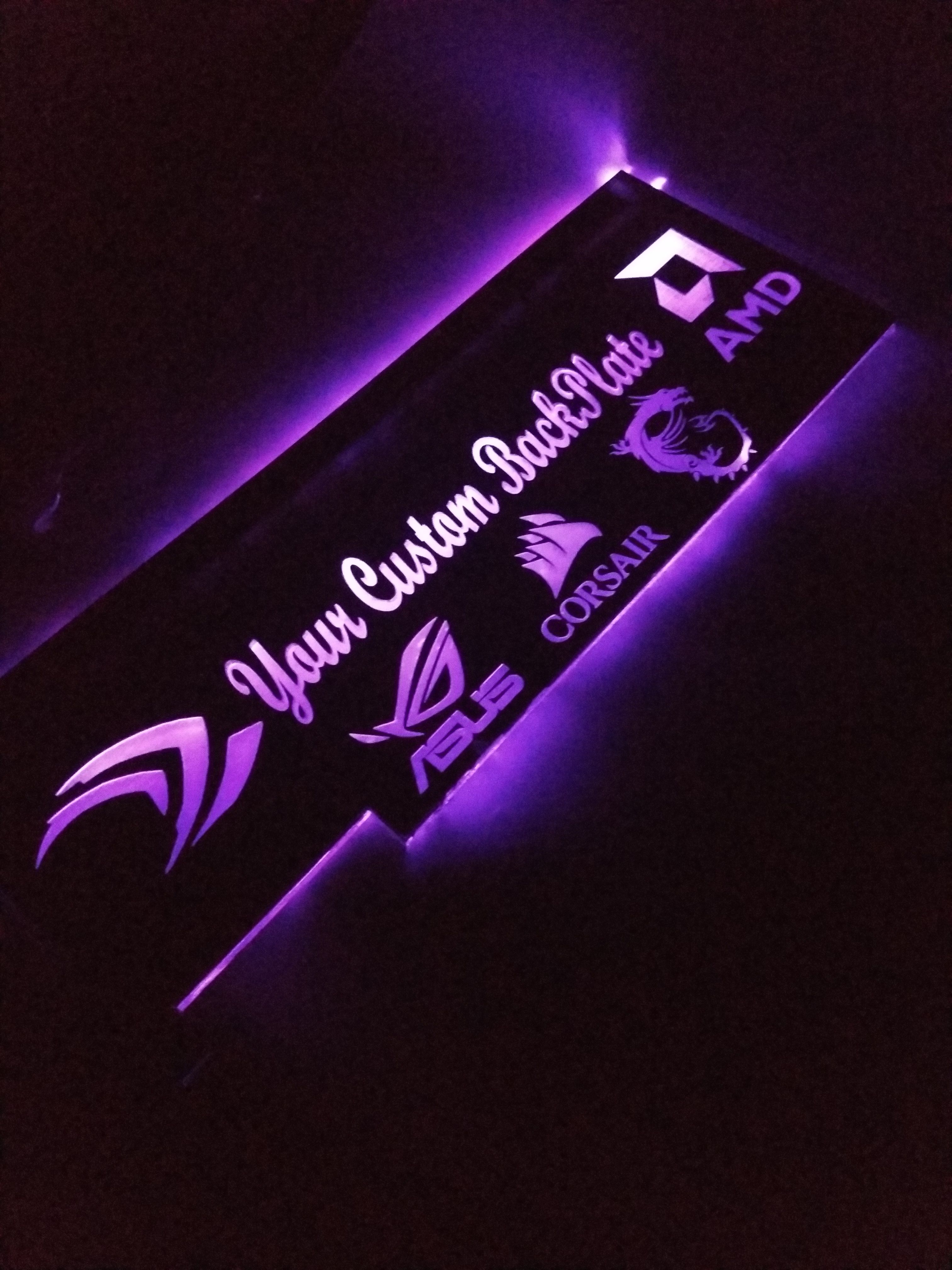 Custom Lazer cut RGB gpu backplate for gaming pc