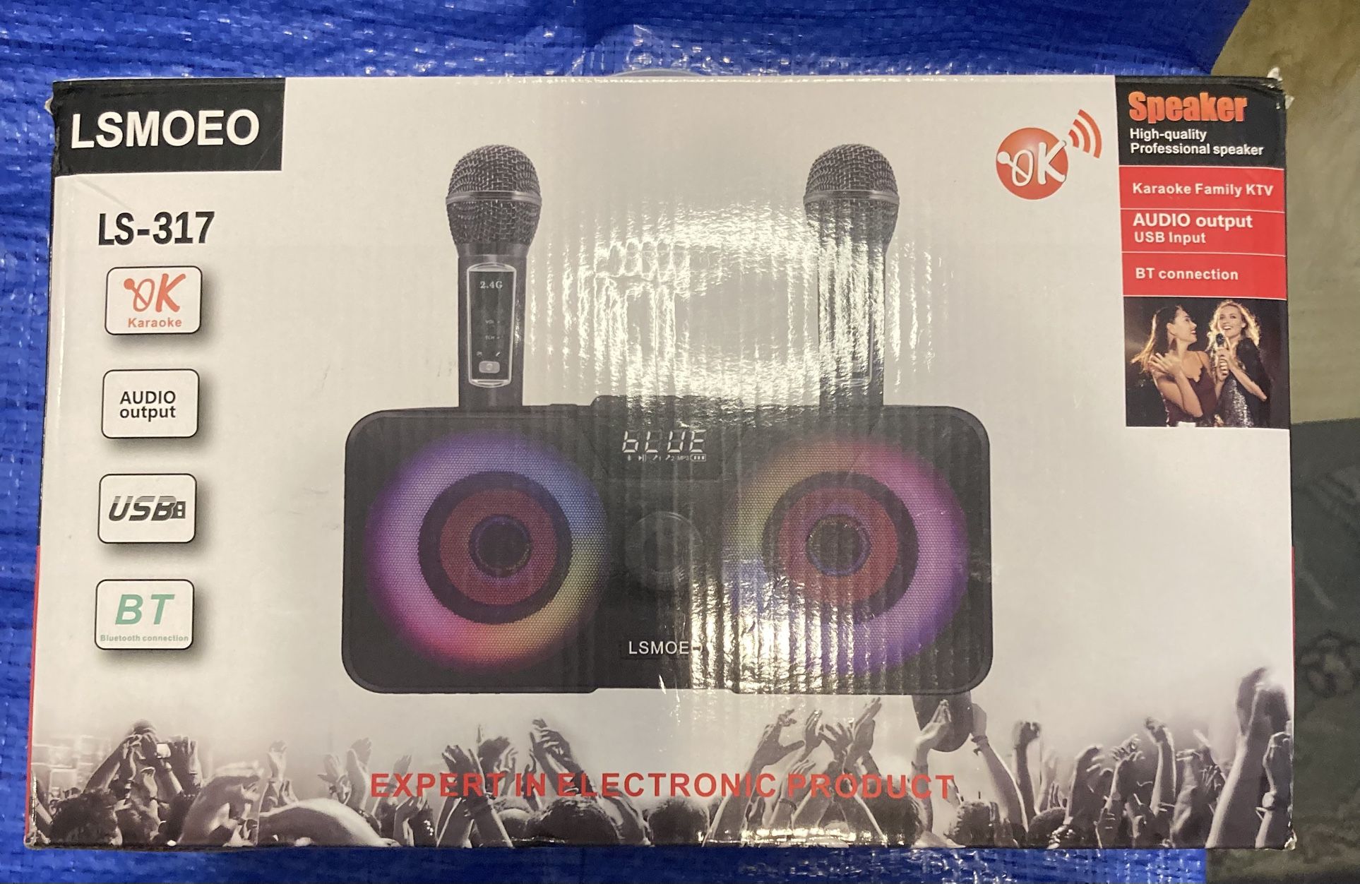 Karaoke Machine for Adults and Kids with 2 UHF Wireless Microphones,Portable Bluetooth Speaker PA Speaker System with LED Party Lights for Home Party,