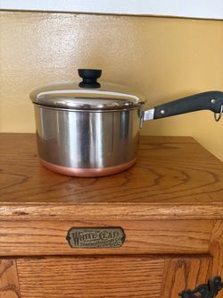 Vintage 4Qt Revere Ware Copper Bottom Saucepan with Lid.   B