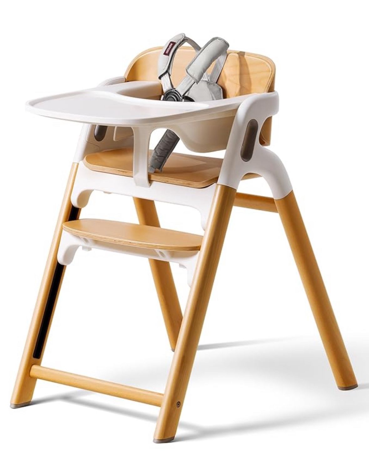 Momcozy DinerPal Wooden High Chair for Babies, Toddlers & Adults Up to 308 Lbs, Convertible Baby Highchair with Food-Grade Tray, Dishwasher-Safe, Adju