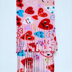 Valentine's Day Pink  And Red Scarves With Hearts