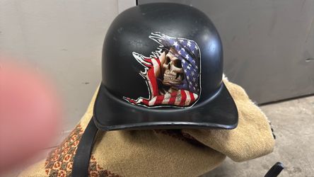 Matte Black Half Helmet Skull American Flag Graphic