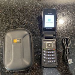 Samsung AT&T Cellular Flip Phone Black SGH-A157 with Charging Cable & Case 