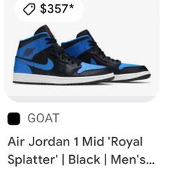 Size 8- Air Jordan 1 Mid Royal Splatter