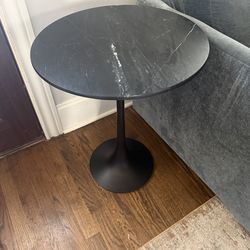 Crate and Barrel Nero Black Marble Round Accent Table