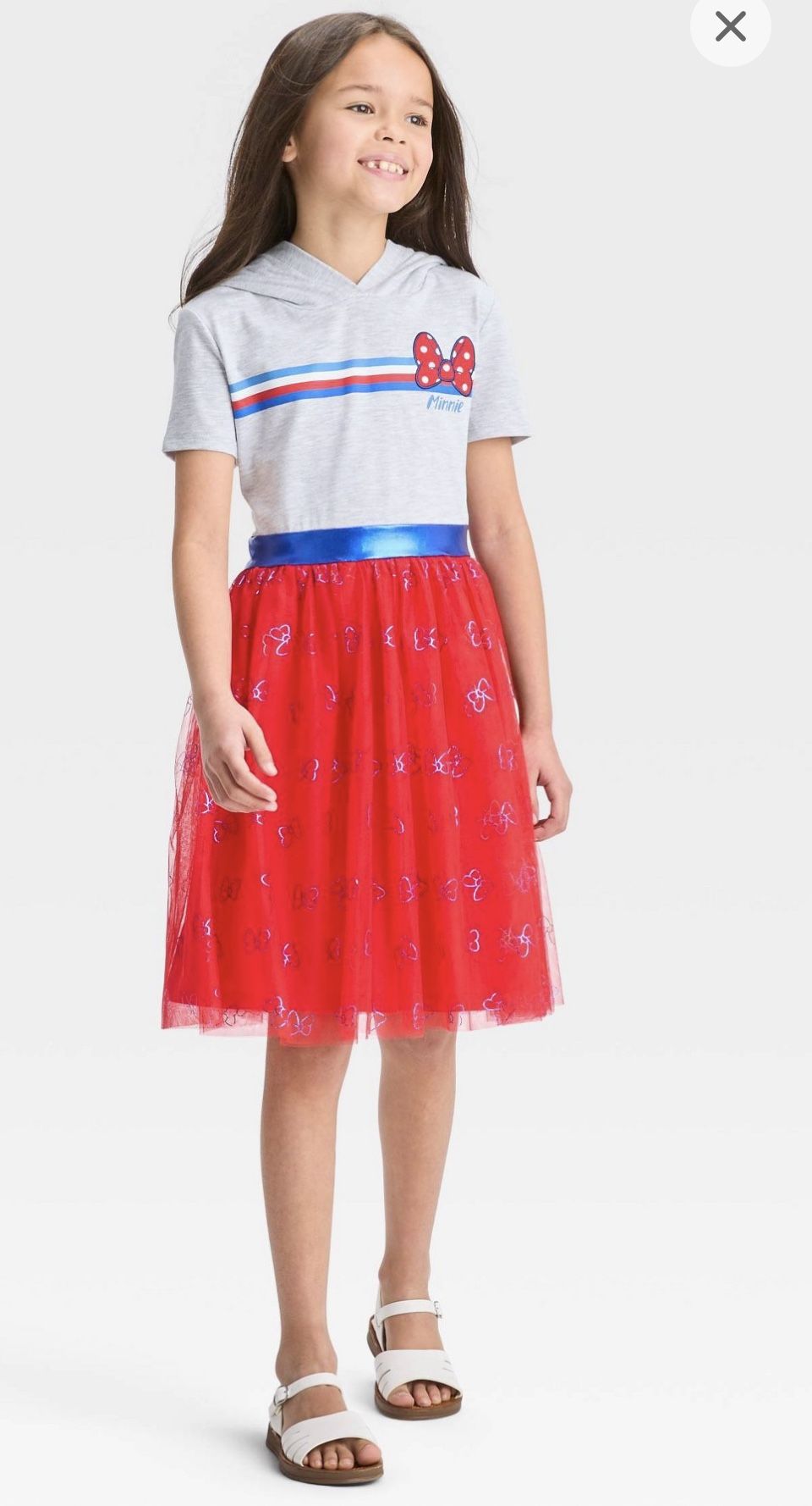New Girls Disney Mickey Minnie Mouse Dress Tulle Skirt Minnie Ears So Cute 10/12 Large