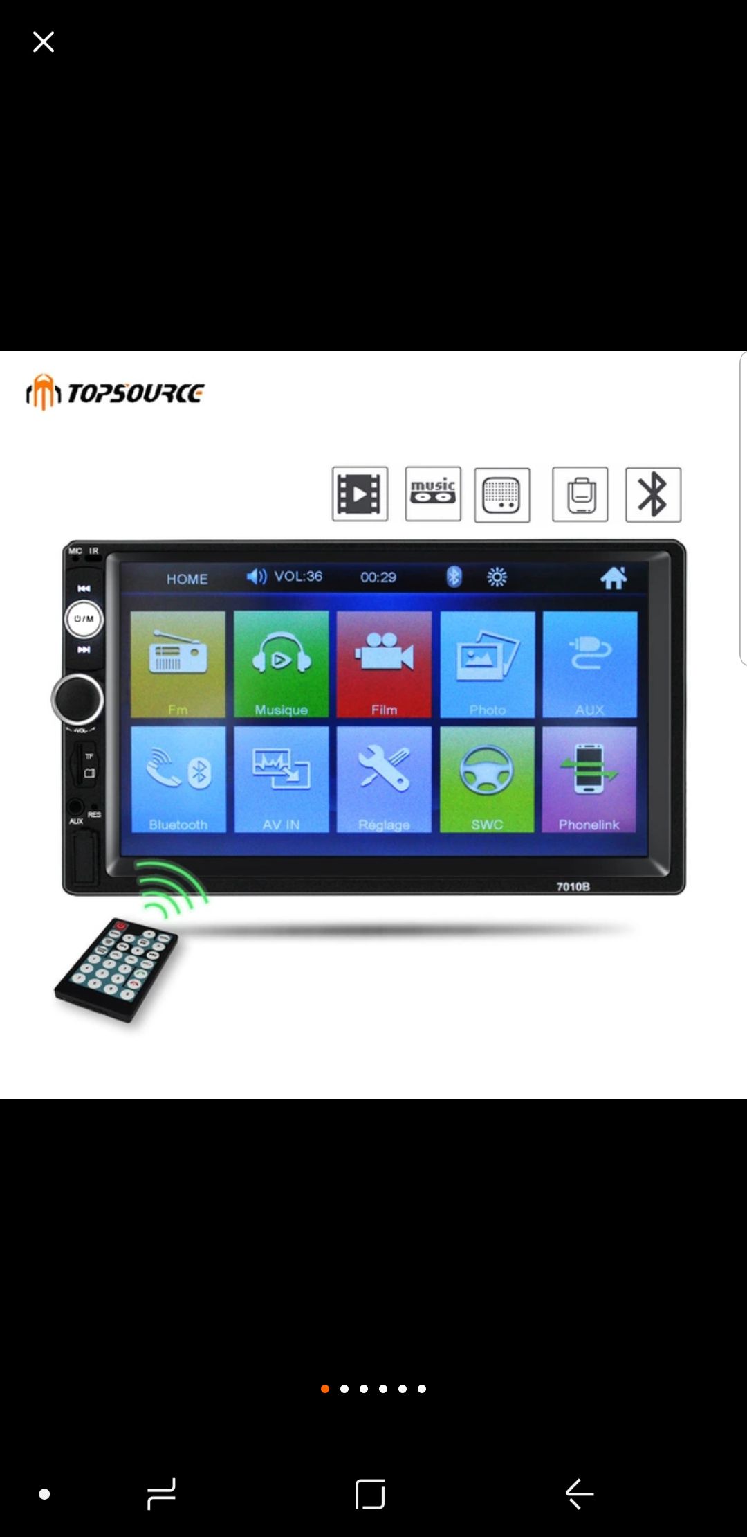 New 7" Touchscreen Car Radio w/USB, SD Card, Bluetooth & Mirror Link