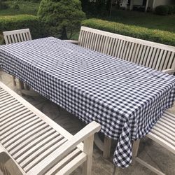 BLACK & WHITE GINGHAM CHECK COTTON TABLECLOTH 104” X 52”