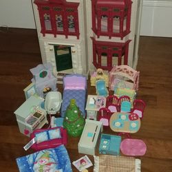 Fisher Price Loving Family Christmas Dollhouse People Furniture $200