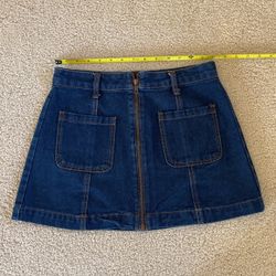 Forever 21 Dark Blue Denim zip front Mini Skirt