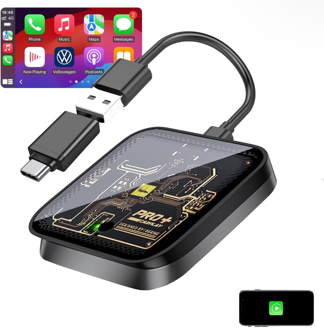 2024 Upgrade Wireless CarPlay Adapter for Wired CarPlay Car,Plug & Play CarPlay ai Box for iOS 10+,Keep Original Control,Magic Box Support Navigation 