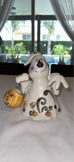 Halloween Ghost Ceramic Figurine Candle Holder