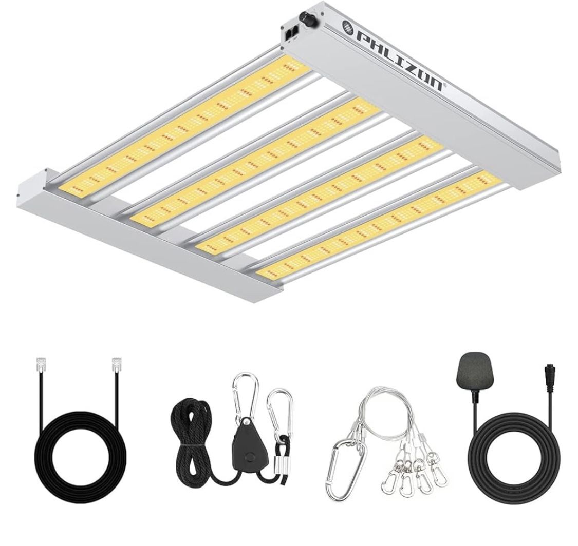 Phlizon Pro 2000 LED Grow Light 3x3ft 4x4ft Full Spectrum LED Grow Lights with 1152pcs SMD Led 2.8 umol/J Dimmable Daisy Chain Plant Grow Lamp for Ind