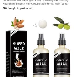 2 Pcs Super Milk Conditioning Hair Primer, Super Milk Conditioner Hair Detangler Spray, Softening Moisturizing Nourishing Smooth Hair Care,Suitable fo