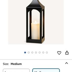 Modern Farmhouse Lantern Decor, Black Metal Decorative Hanging Candle Lanterns Ideal For Home Decor, Parties & Events, 17" High (No Glass Panel)
