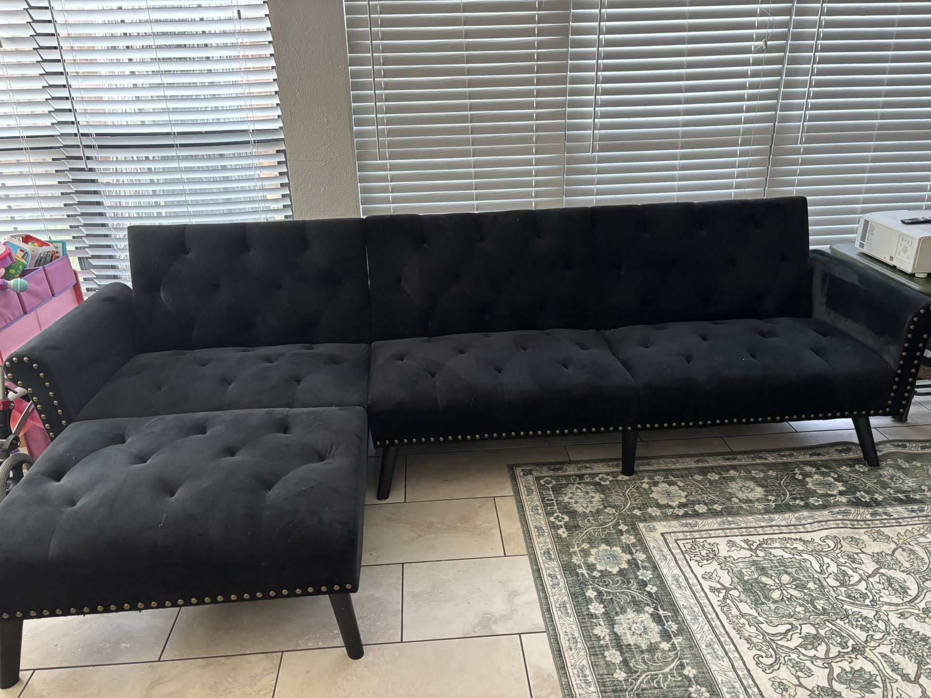 Black Velvet Sectional