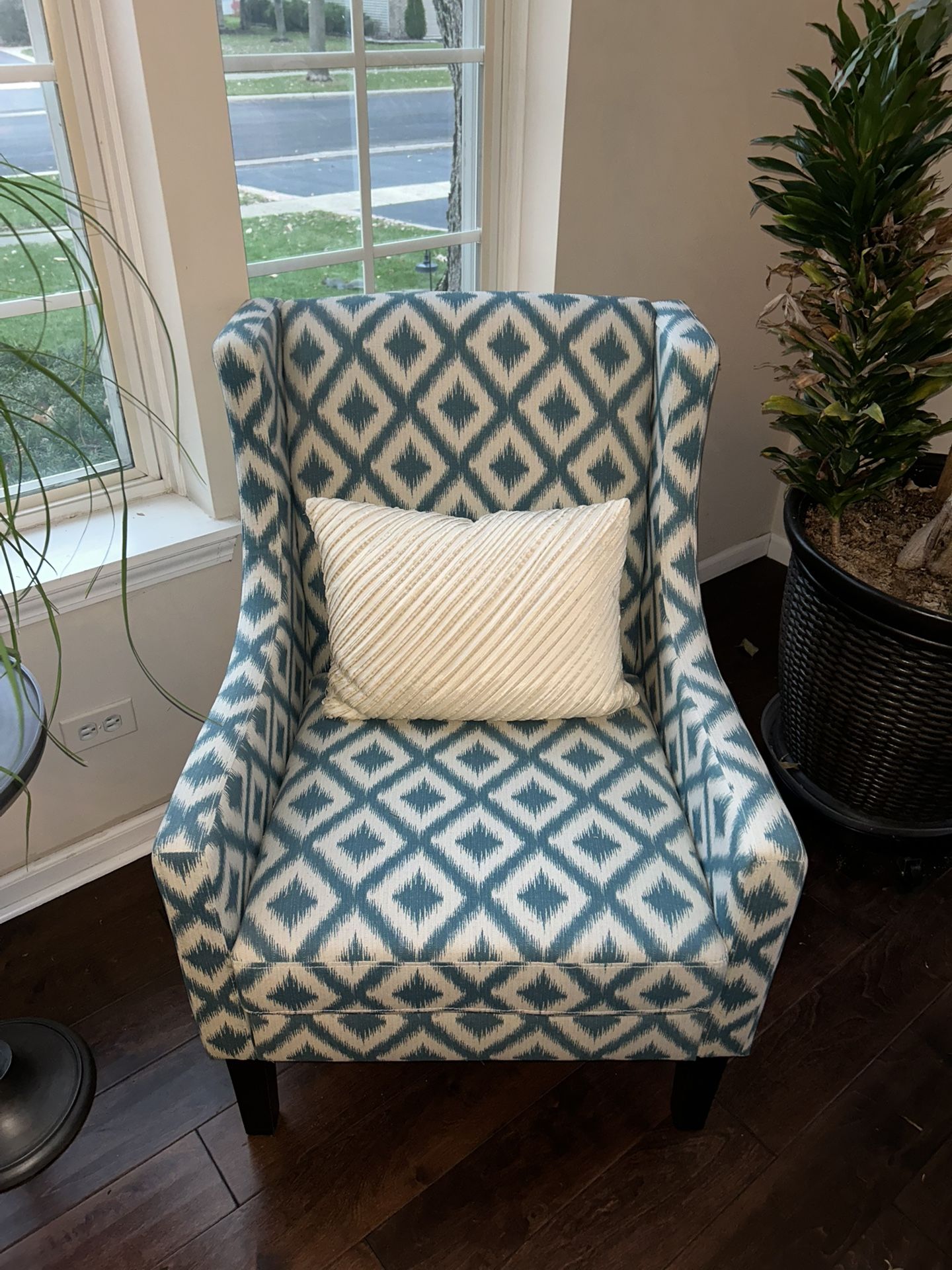 Target Teal Patterned Wing-Back Chairs