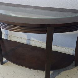 Wood glass side table