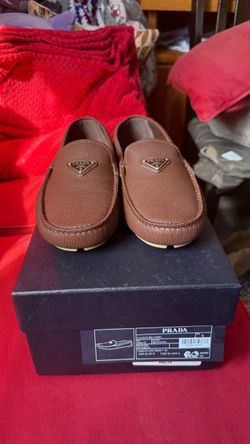 Prada Men’s Brown Leather Driving Loafers – Brand New – Size US 9 UK 8