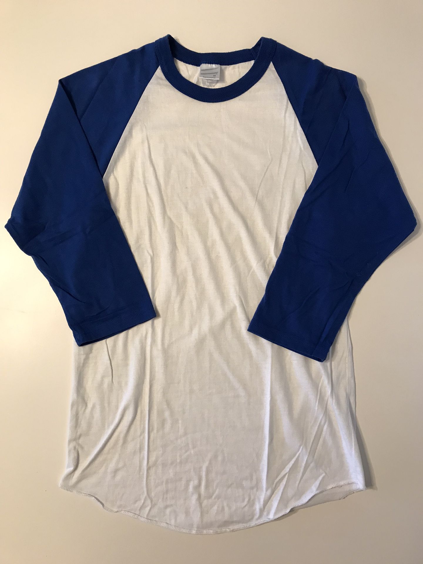 Soffe Classic Baseball Jersey White/Blue — Size Medium