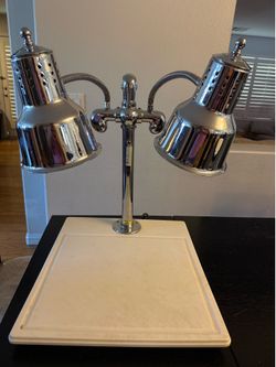 Hanson Heat Lamps, DLM/WB/CH, Dual Lamp Carving Station, White Base, Polished Stainless St