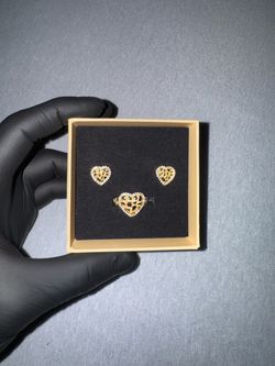 14k Gold Heart Jewelry Set