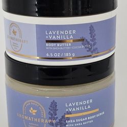 New Bath And Body Works Sleep Aromatherapy Vanilla Lavender Body Scrub And Cocoa Shea Moisturizing Body Butter  Retail $37.90