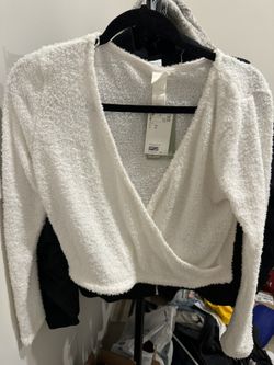 H&M White Fuzzy Shirt