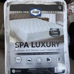 Sealy Sterling Collection Spa Luxury 400tc Mattress Pad. Queen. New 