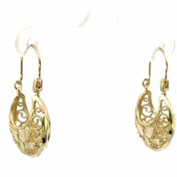 Woman’s Ladies 10k Yellow Gold Petite Filigree Basket Hoop Earrings GP3122651