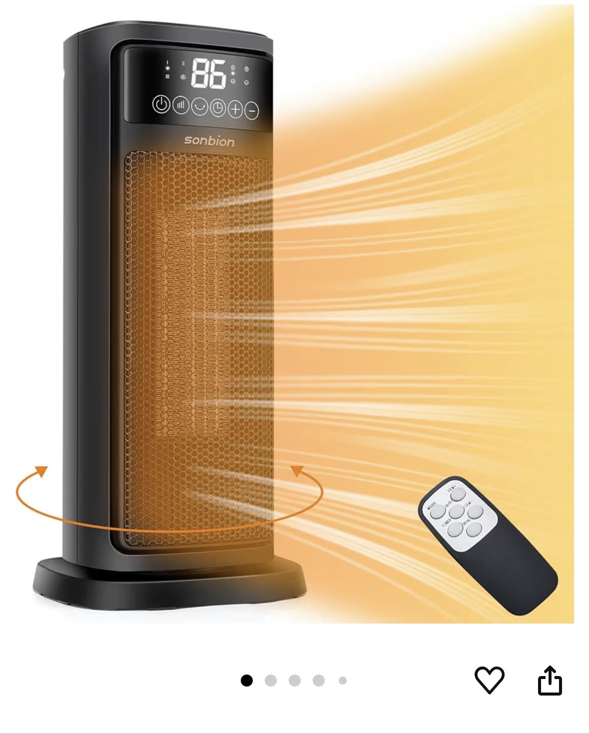 Smart Space Heater, SONBION Voice Control Heater, 1500W Fast Heating Electric Heater With Remote, Thermostat PTC Ceramic Heater For Home Office, 0-12H