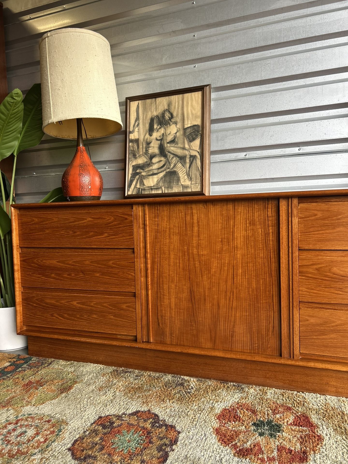 DANFLEX Mid-Century Danish Teak Dresser or Sideboard with Tambour Door