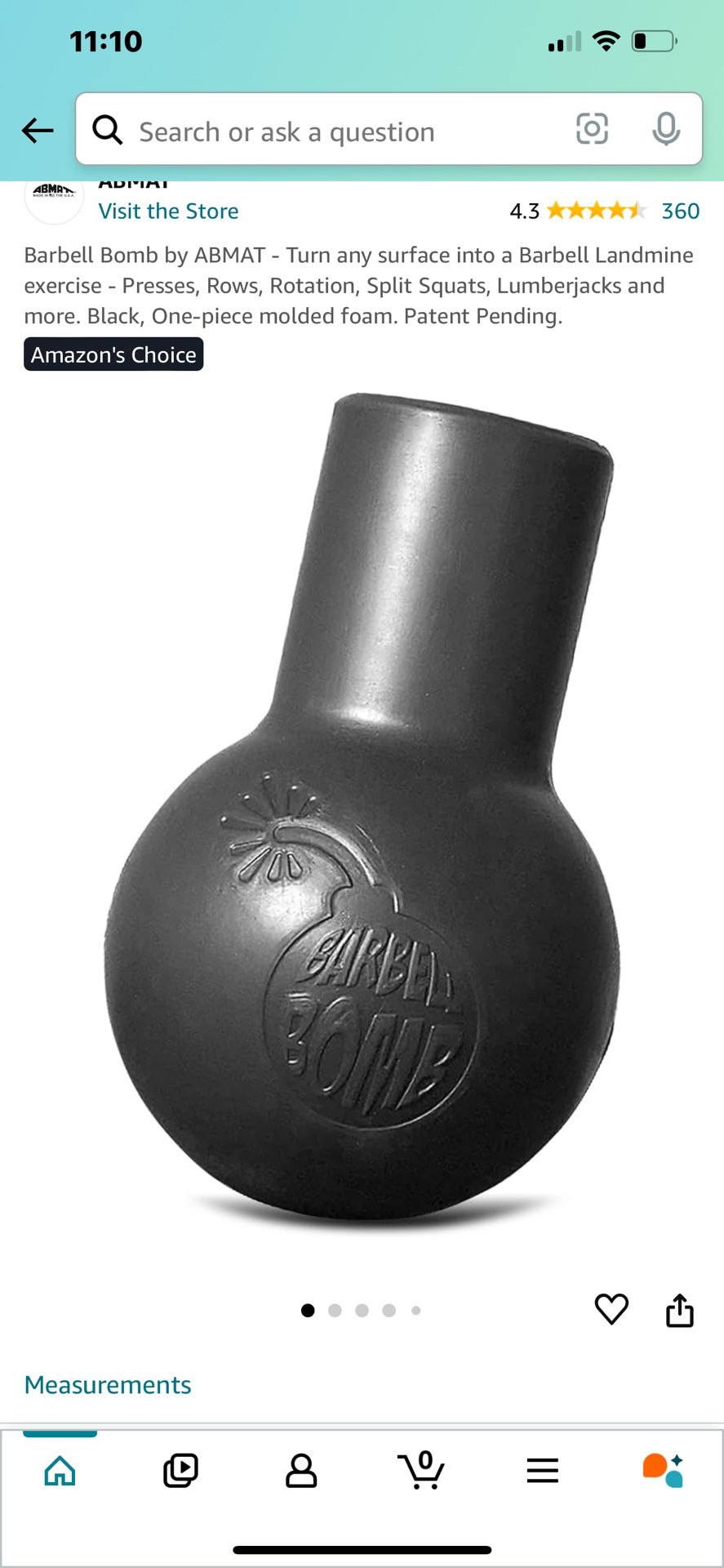Barbell Bomb by ABMAT - Turn any surface into a Barbell Landmine exercise - Presses, Rows, Rotation, Split Squats, Lumberjacks and more. Black, One-pi