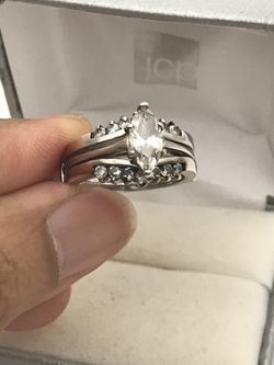 925 Sterling Silver Wedding Set W/High Grade 1 1/4Ct Marquise Cz Sz7