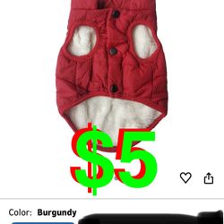 Dog Windbreak Puffer Vest Coat Pet Quilted Fleece Cold Weather Dog Clothes (XS, Burgundy)