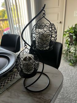 Vintage Black metal spiral candle holder