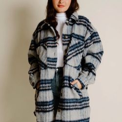 Promesa Into the Woods Wool-Blend Plaid Shacket