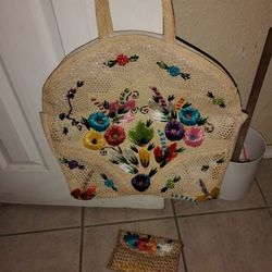 Large Vintage Beach Bag With Wallet