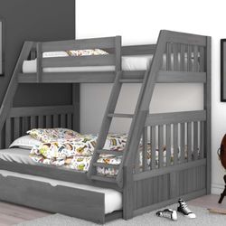 New Gray Bunk Bed Twin Over Full 