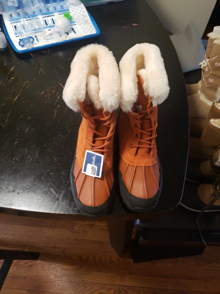 Real Fur Womens Snow Boots Size 10