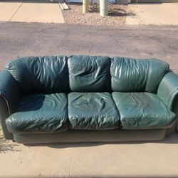 Sealy Green Real Leather Couch