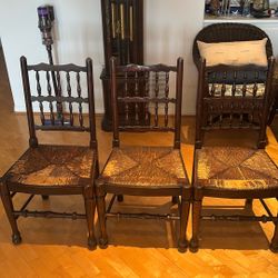 Carved Oak British Dining Chairs 