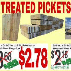 Premium #1 TREATED PICKETS 6FT & 8FT