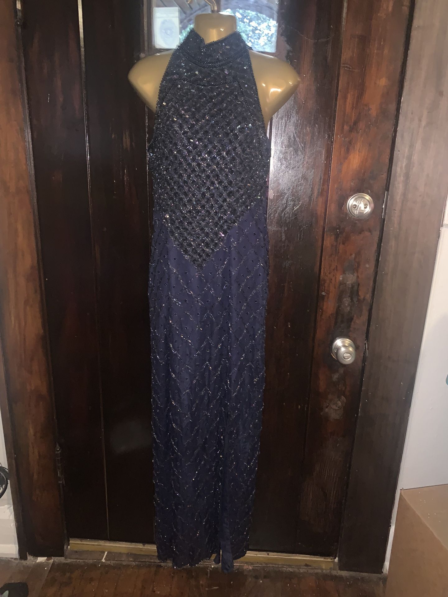 Vintage 80s Elegant Beaded Gown Designed by Karen Laurence