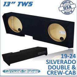 Black 13" Tw5 Dual Sealed Sub Box, Fits 19-26 Chevy Silverado Double & Crew-Cab